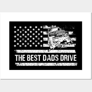 The Best Dads Drive Jeeps American Flag Father's Day Gift Papa Jeep 4th of July Posters and Art